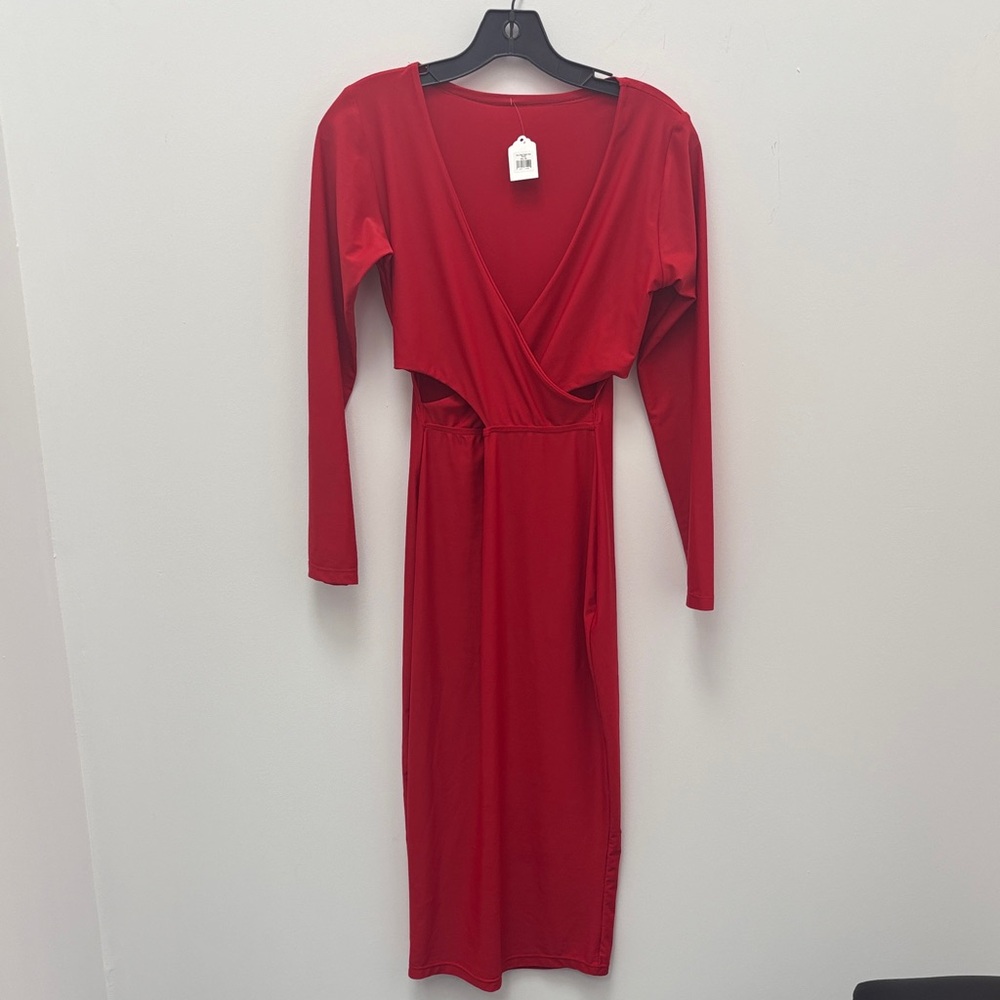 Chic Long Sleeve Red Dress